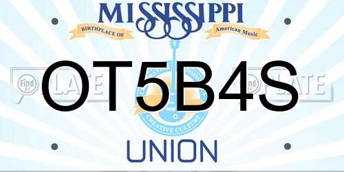 OT5B4S Mississippi License Plate