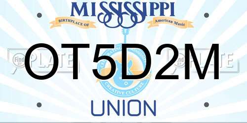 OT5D2M Mississippi License Plate
