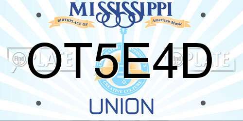 OT5E4D Mississippi License Plate