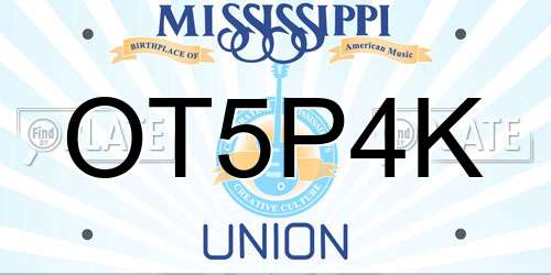 OT5P4K Mississippi License Plate