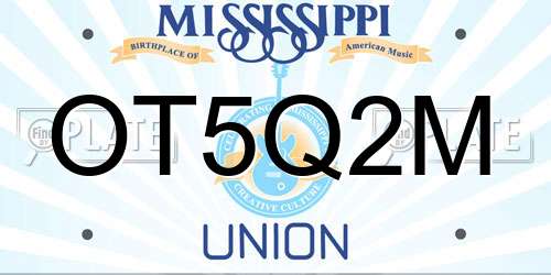 OT5Q2M Mississippi License Plate