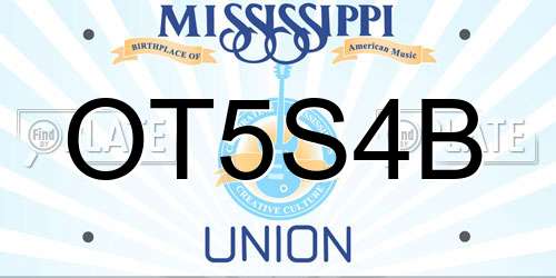 OT5S4B Mississippi License Plate