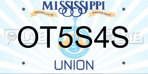 OT5S4S Mississippi License Plate