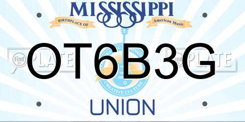 OT6B3G Mississippi License Plate