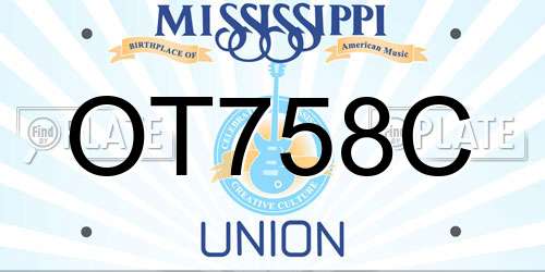OT758C Mississippi License Plate