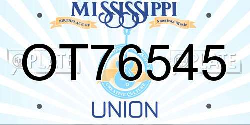 OT76545 Mississippi License Plate