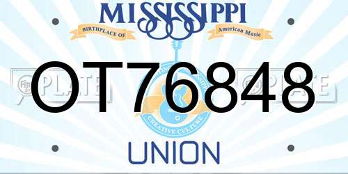OT76848 Mississippi License Plate
