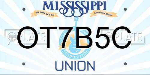 OT7B5C Mississippi License Plate