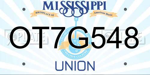 OT7G548 Mississippi License Plate