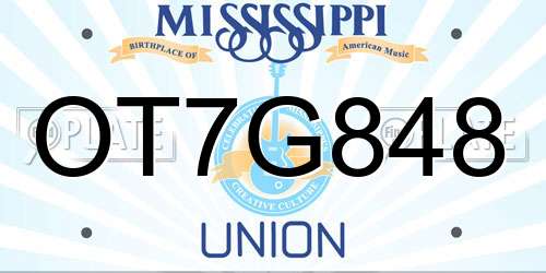 OT7G848 Mississippi License Plate