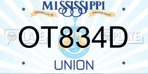 OT834D Mississippi License Plate
