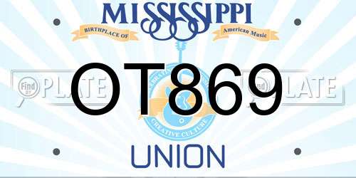 OT869 Mississippi License Plate