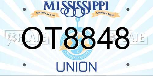OT8848 Mississippi License Plate