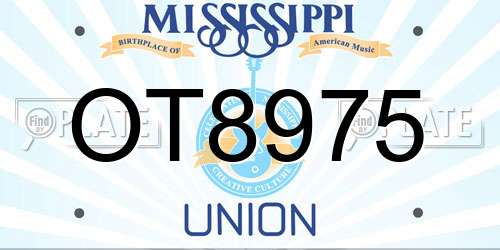 OT8975 Mississippi License Plate