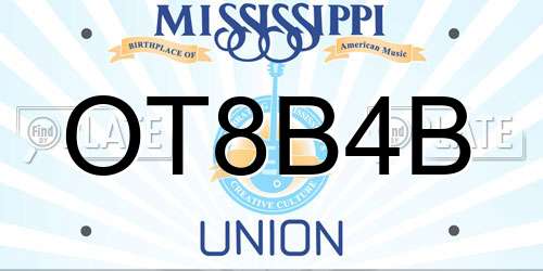 OT8B4B Mississippi License Plate