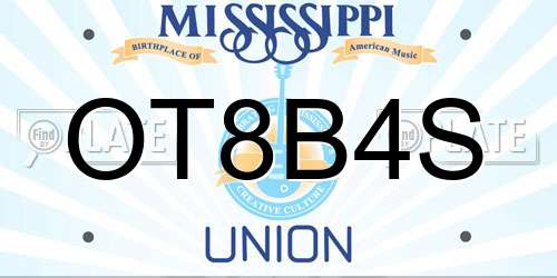 OT8B4S Mississippi License Plate