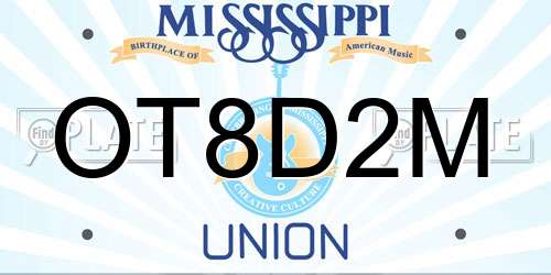 OT8D2M Mississippi License Plate