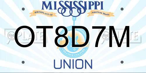 OT8D7M Mississippi License Plate