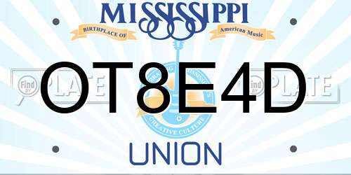 OT8E4D Mississippi License Plate