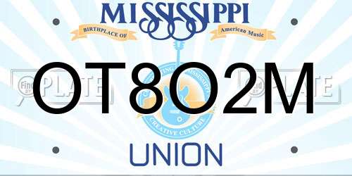 OT8O2M Mississippi License Plate