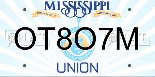 OT8O7M Mississippi License Plate