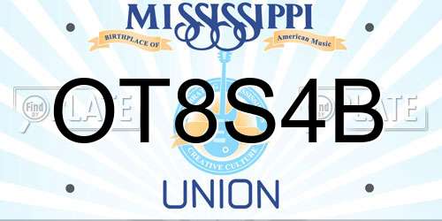 OT8S4B Mississippi License Plate