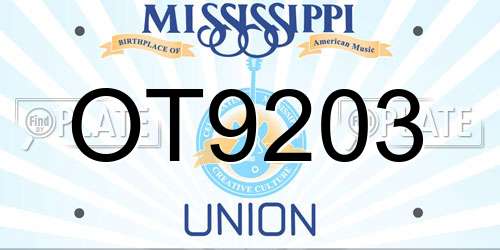 OT9203 Mississippi License Plate