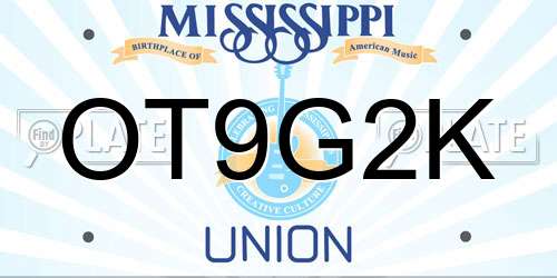 OT9G2K Mississippi License Plate