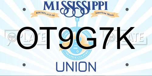 OT9G7K Mississippi License Plate