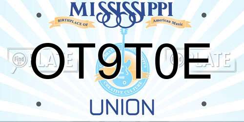 OT9T0E Mississippi License Plate