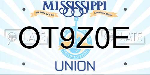 OT9Z0E Mississippi License Plate