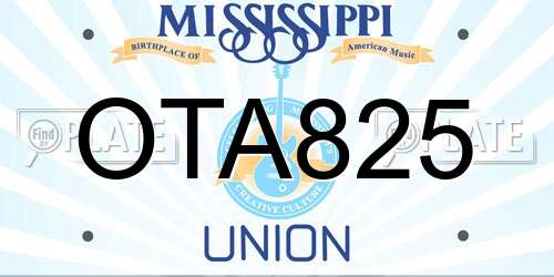 OTA825 Mississippi License Plate