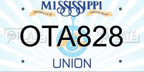 OTA828 Mississippi License Plate