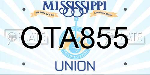 OTA855 Mississippi License Plate