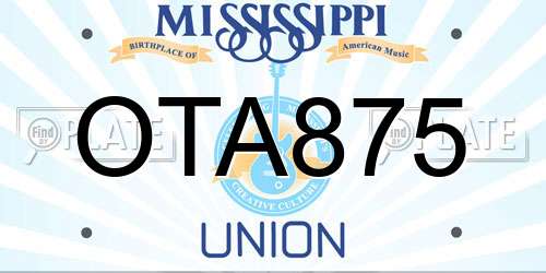 OTA875 Mississippi License Plate