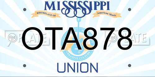 OTA878 Mississippi License Plate