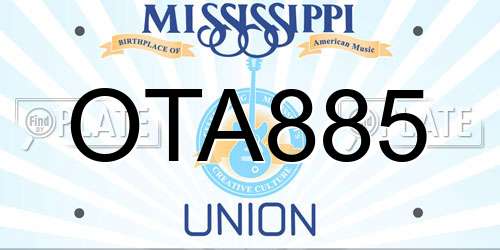 OTA885 Mississippi License Plate