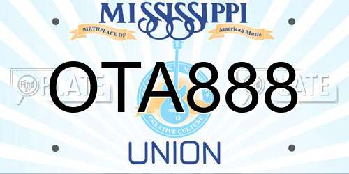 OTA888 Mississippi License Plate