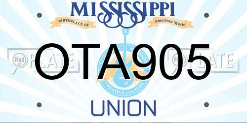 OTA905 Mississippi License Plate