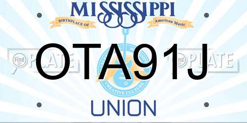 OTA91J Mississippi License Plate