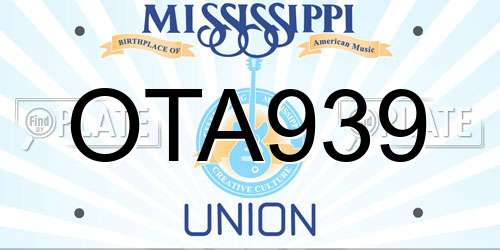 OTA939 Mississippi License Plate