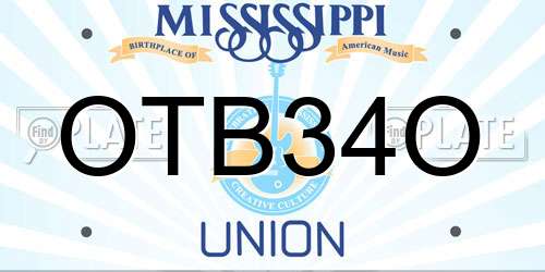 OTB34O Mississippi License Plate