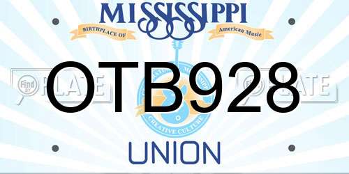 OTB928 Mississippi License Plate