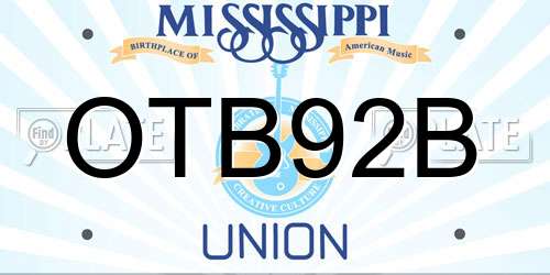 OTB92B Mississippi License Plate
