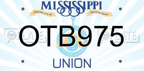 OTB975 Mississippi License Plate