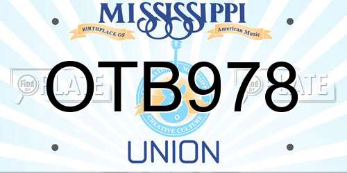 OTB978 Mississippi License Plate