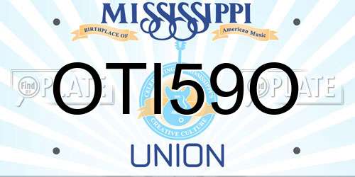OTI59O Mississippi License Plate