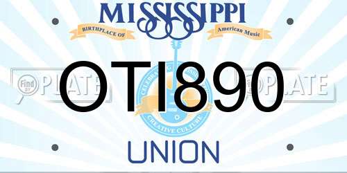 OTI890 Mississippi License Plate
