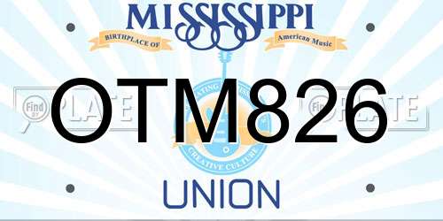 OTM826 Mississippi License Plate