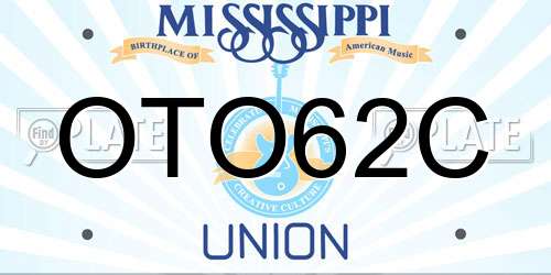 OTO62C Mississippi License Plate